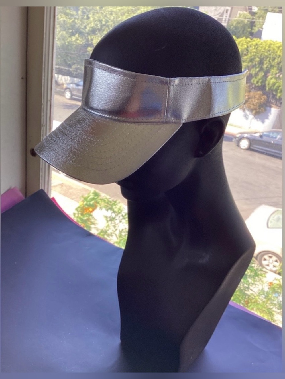 Silver Women’s Visor Hat - Metallic Sun Visor
